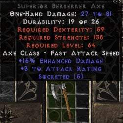 15/3 Berserker Axe - 5 Sockets (Beast Base) - West Non-Ladder