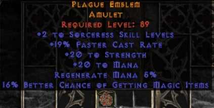 Plague Emblem Amulet - Europe Non-Ladder