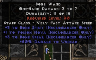 '+3 Bone Spear / +3 Bone Spirit Necro Wand - West Non-Ladder